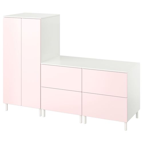 PLATSA/SMÅSTAD çocuk dolap kombinasyonu, beyaz-pembe, 180x57x133 cm