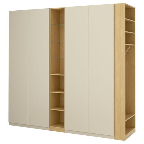 PAX/FORSAND PAX gardırop, gri-bej-meşe görünümlü, 255x60x236 cm