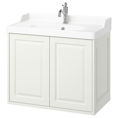 TÄNNFORSEN/RUTSJÖN lavabo dolabı kombinasyonu, beyaz, 82x49x74 cm, HAMNSKAR batarya
