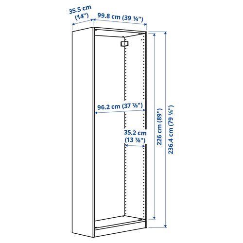 PAX gardırop iskeleti, beyaz, 100x35x236 cm