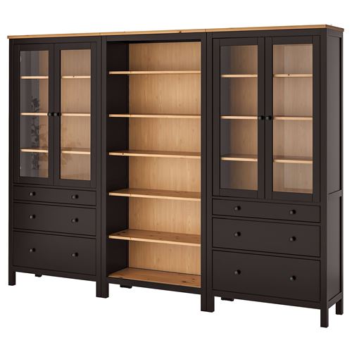 HEMNES vitrin, venge-açık kahverengi, 270x197 cm
