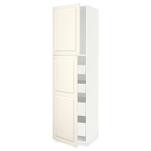 METOD/MAXIMERA mutfak boy dolabı, BODBYN kırık beyaz, 60x60x220 cm, 2 kapaklı ve 4 çekmeceli