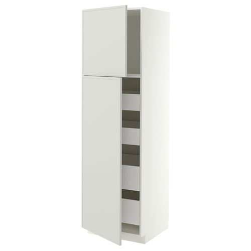METOD/MAXIMERA mutfak boy dolabı, ASPUDDEN açık gri, 60x60x200 cm, 2 kapaklı ve 4 çekmeceli