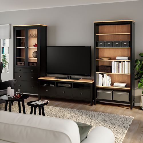 HEMNES tv ünitesi, venge-kahverengi, 326x197 cm