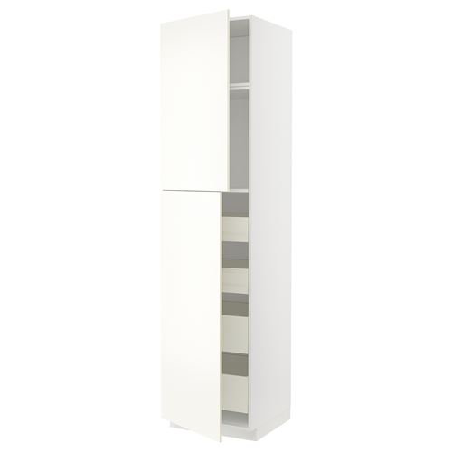METOD/MAXIMERA mutfak boy dolabı, VALLSTENA beyaz, 60x60x240 cm, 2 kapaklı ve 4 çekmeceli