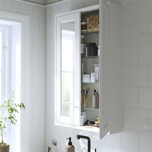 TÄNNFORSEN banyo duvar dolabı, beyaz, 60x15x95 cm, 2 ayna kapaklı