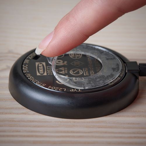 BLÅLIDEN cam vitrin, siyah, Aydınlatmalı