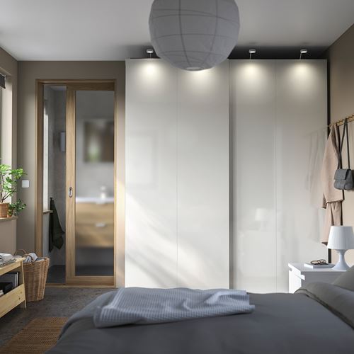 PAX/HASVIK PAX sürgü kapaklı gardırop, beyaz-parlak cila beyaz, 200x66x236 cm