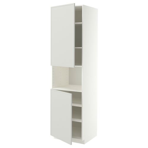 METOD mikrodalga fırın boy dolabı, ASPUDDEN açık gri, 60x60x220 cm, 2 kapaklı ve 6 raflı