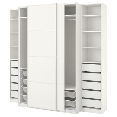 PAX/MEHAMN PAX sürgü kapaklı gardırop, beyaz, 250x66x236 cm