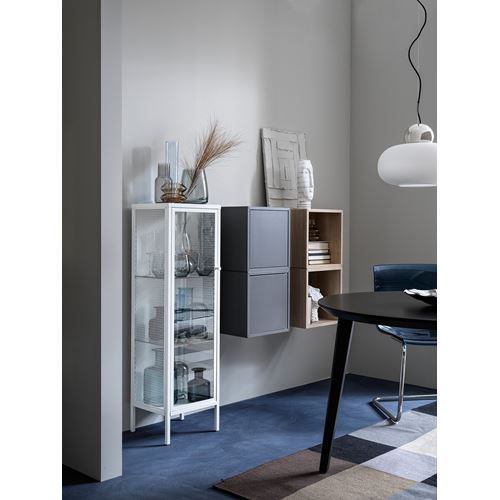 BAGGEBO cam vitrin, beyaz, 34x30x116 cm