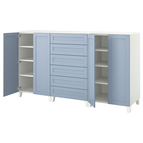 PLATSA/SANNIDAL PLATSA dolap sistemi, beyaz-mavi, 240x57x133 cm