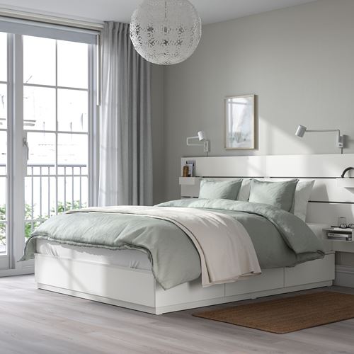NORDLI çift kişilik baza seti, beyaz, 160x200 cm, 6 çekmeceli