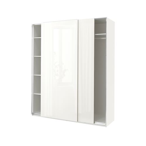 PAX/HASVIK PAX sürgü kapaklı gardırop, beyaz-parlak cila beyaz, 200x66x236 cm