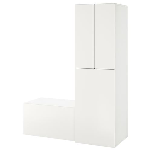 SMÅSTAD çocuk dolap kombinasyonu, beyaz, 150x57x196 cm, banklı