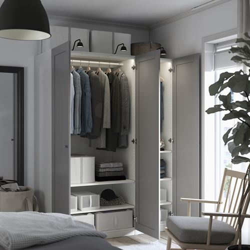 PAX/GULLABERG PAX gardırop, beyaz-gri, 150x60x201 cm