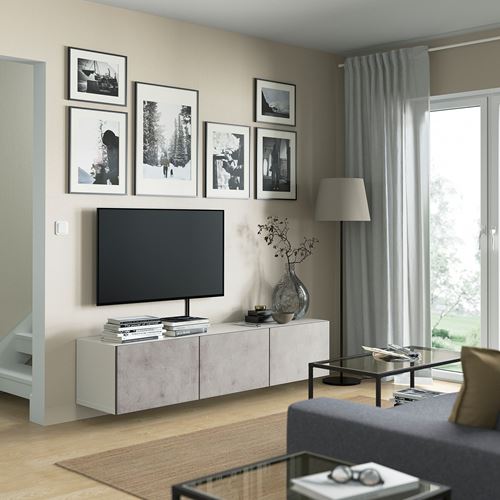 BESTÅ tv sehpası, beyaz-açık gri, 180x42x38 cm, KALLVIKEN