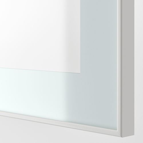 BESTÅ tv ünitesi, ağartılmış meşe görünümlü-parlak cila-beyaz, 180x42x192 cm, SELSVIKEN/GLASSVIK, çıt çıt raylı