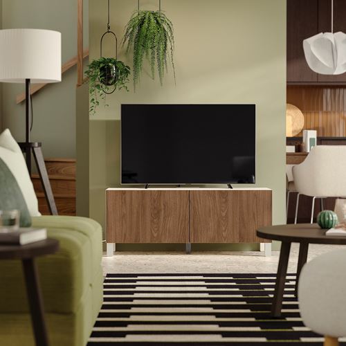 BESTÅ tv sehpası, beyaz-ceviz görünüm, 120x42x48 cm, LAPPVIKEN/SINDVIK, STUBBARP