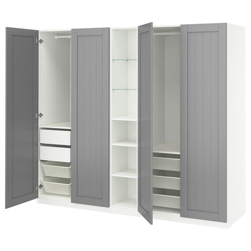 PAX/GULLABERG PAX gardırop, beyaz-gri, 235x60x201 cm