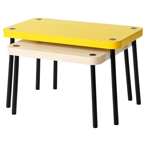 SONHULT sehpa seti, sarı-huş görünüm, 2 parça