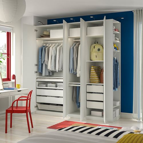 PAX/VIKANES PAX gardırop, beyaz, 220x60x236 cm