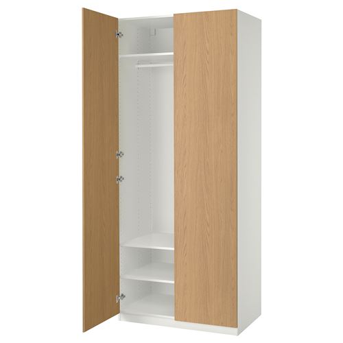 PAX/STORKLINTA PAX gardırop, beyaz-meşe görünümlü, 100x60x236 cm