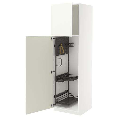 METOD temizlik dolabı, VALLSTENA beyaz-koyu gri, 60x60x200 cm, 2 kapaklı