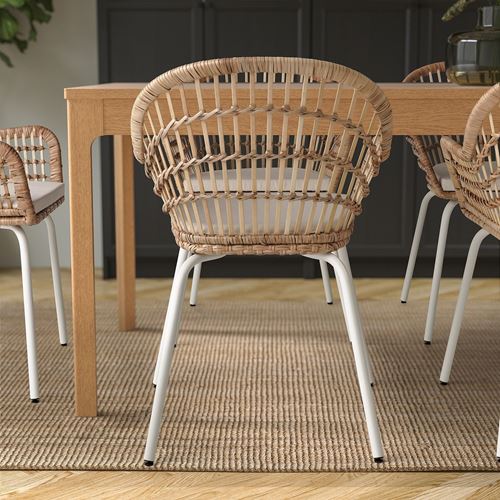 NILSOVE rattan sandalye, rattan-beyaz, NORNA-laila natürel