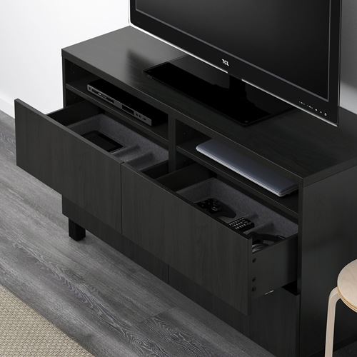 BESTÅ tv sehpası, venge, 120x40x74 cm, LAPPVIKEN, fren raylı