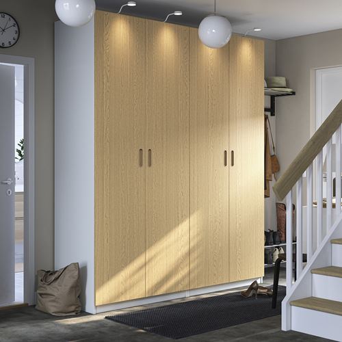 PAX/TONSTAD PAX gardırop, beyaz-meşe kaplama, 200x60x236 cm