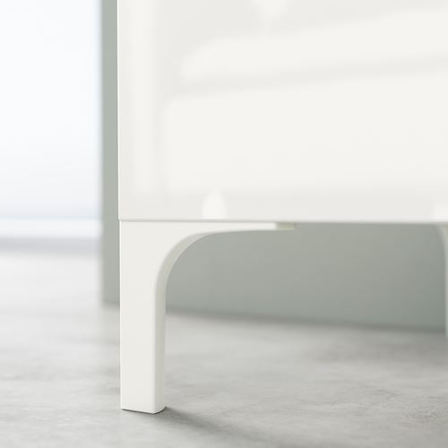 BESTÅ tv sehpası, beyaz-parlak cila-bej, 120x42x48 cm, SELSVIKEN, çıt çıt raylı