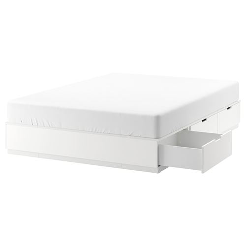 NORDLI çift kişilik baza, beyaz, 160x200 cm, 6 çekmeceli
