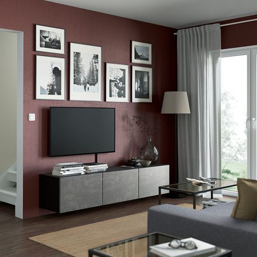 BESTÅ tv sehpası, venge-taş görünümlü, 180x42x38 cm, KALLVIKEN