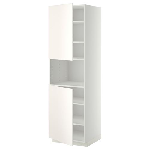 METOD mikrodalga fırın boy dolabı, VEDDINGE beyaz, 60x60x200 cm, 2 kapaklı ve 6 raflı