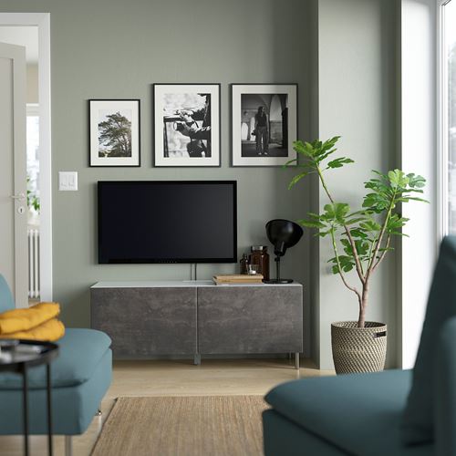 BESTÅ tv sehpası, beyaz-koyu gri, 120x42x48 cm, KALLVIKEN