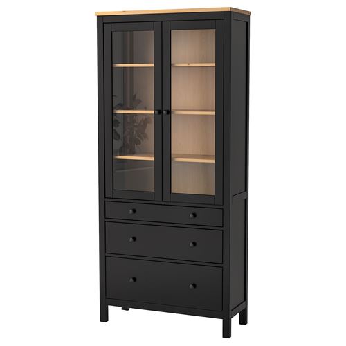 HEMNES vitrin, venge-kahverengi, 90x197 cm