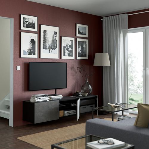 BESTÅ tv sehpası, venge-taş görünümlü, 180x42x38 cm, KALLVIKEN