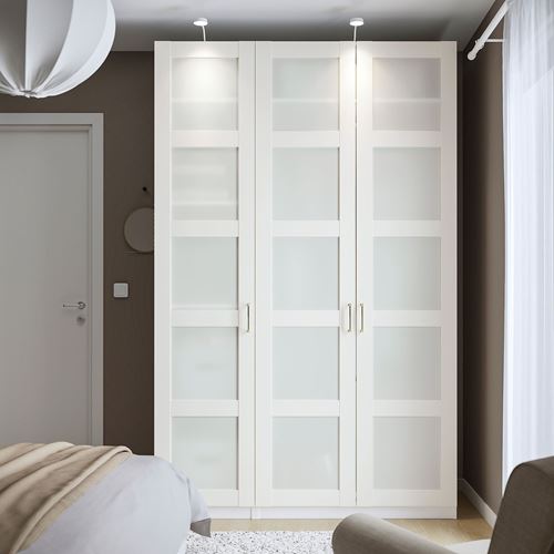 BERGSBO gardırop kapağı, beyaz-cam, 50x229 cm, menteşesiz