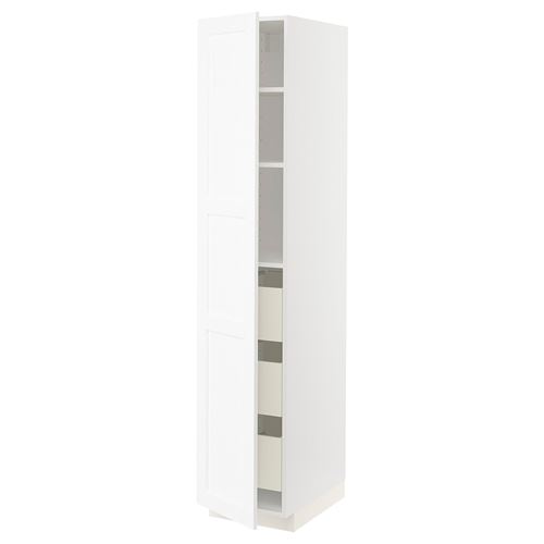METOD/MAXIMERA mutfak boy dolabı, ENKÖPING beyaz, 40x60x200 cm, 1 kapaklı, 3 çekmeceli ve 2 raflı
