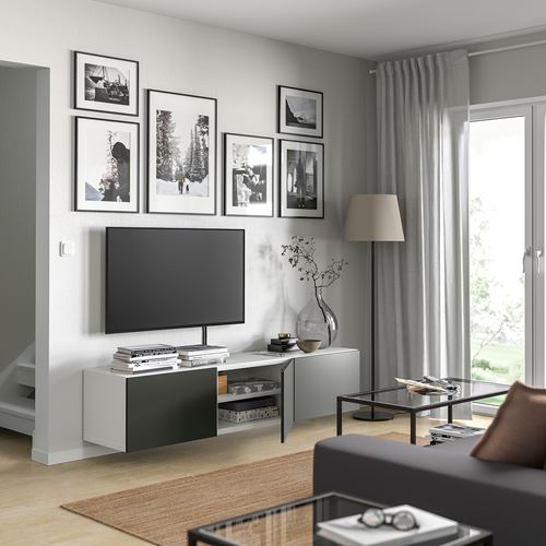 BESTÅ tv sehpası, beyaz-koyu gri, 180x42x38 cm, LAPPVIKEN