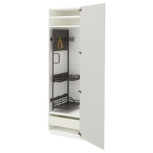 METOD/MAXIMERA temizlik dolabı, RINGHULT açık gri-koyu gri, 60x60x200 cm, 1 kapaklı, 1 çekmeceli ve 2 raflı