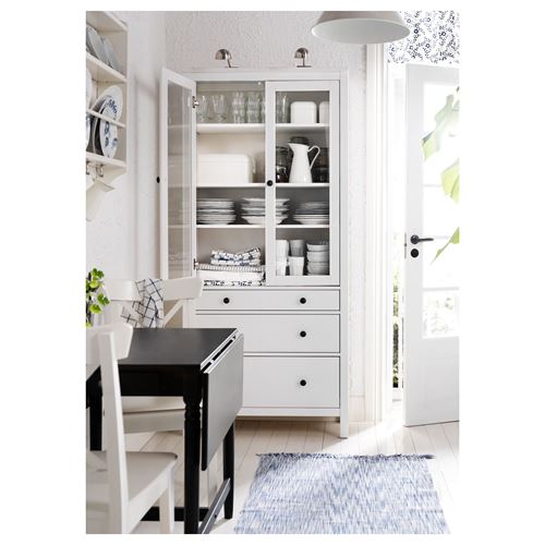 HEMNES vitrin, beyaz vernik, 90x197 cm