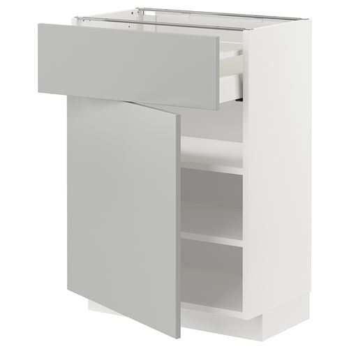 METOD/MAXIMERA kapaklı ve çekmeceli alt dolap, HAVSTORP açık gri-koyu gri, 60x37 cm, 1 kapaklı ve 1 çekmeceli