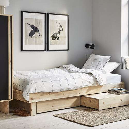 GLAMBERGET çift kişilik karyola, çam, 80-160x200 cm