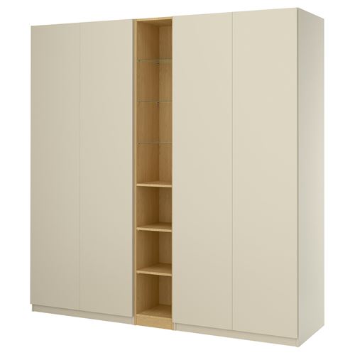 PAX/FORSAND PAX gardırop, gri-bej-meşe görünümlü, 235x60x236 cm