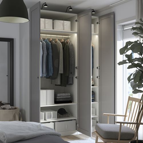 PAX/GULLABERG PAX gardırop, beyaz-gri, 150x60x236 cm