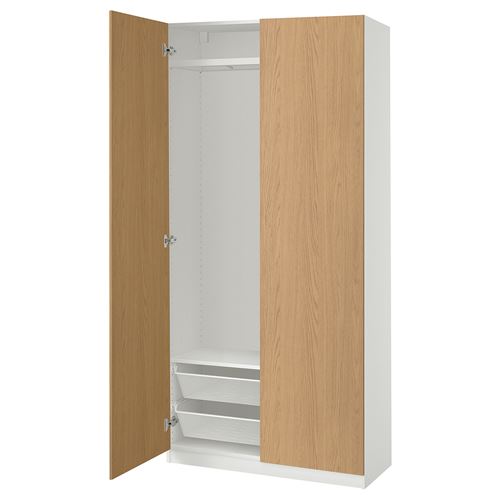 PAX/STORKLINTA PAX gardırop, beyaz-meşe görünümlü, 100x38x201 cm