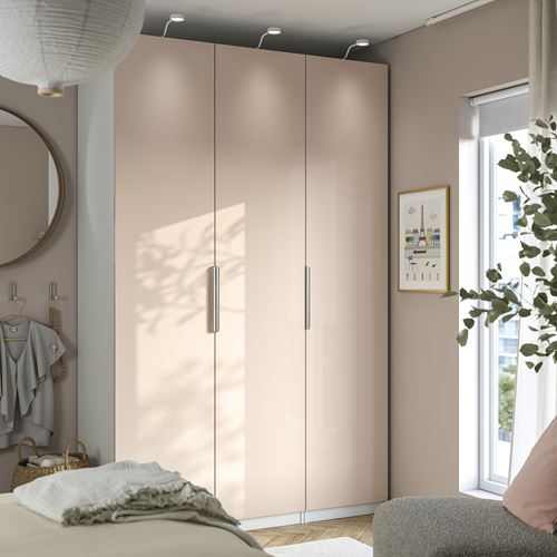 PAX/FARDAL PAX gardırop, beyaz-parlak cila açık turuncu, 150x60x236 cm