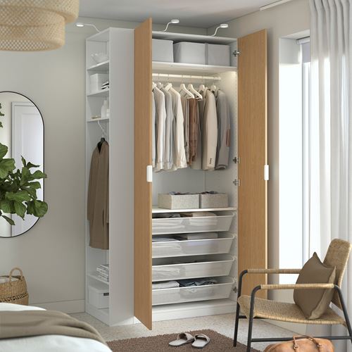 PAX/STORKLINTA PAX gardırop, beyaz-meşe görünümlü, 120x60x236 cm